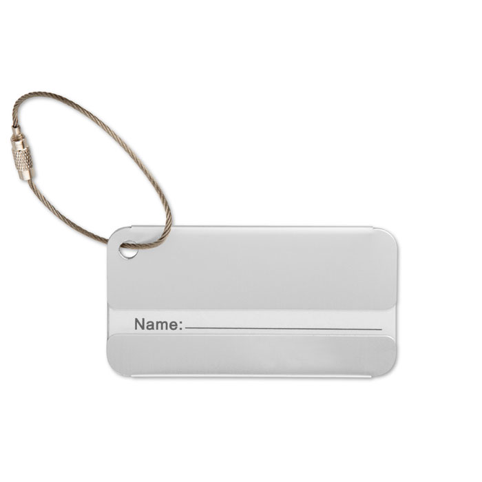 Étiquette bagage aluminium personnalisée TAGGY, Argent Mat