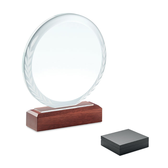 Trophée cristal rond 15 cm personnalisé KEEN, Marron