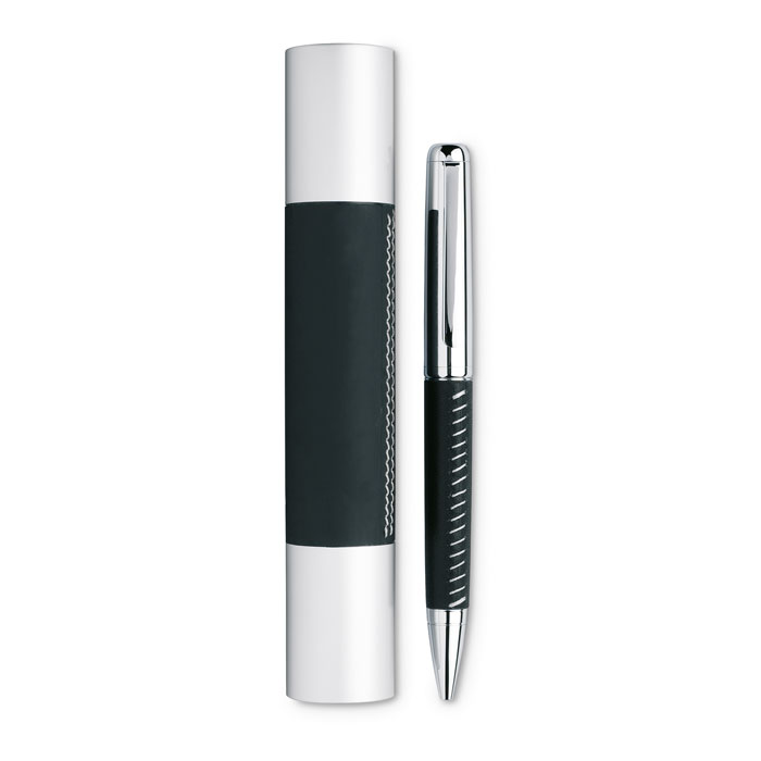 Stylo métal et cuir en tube personnalisé PREMIER, Noir