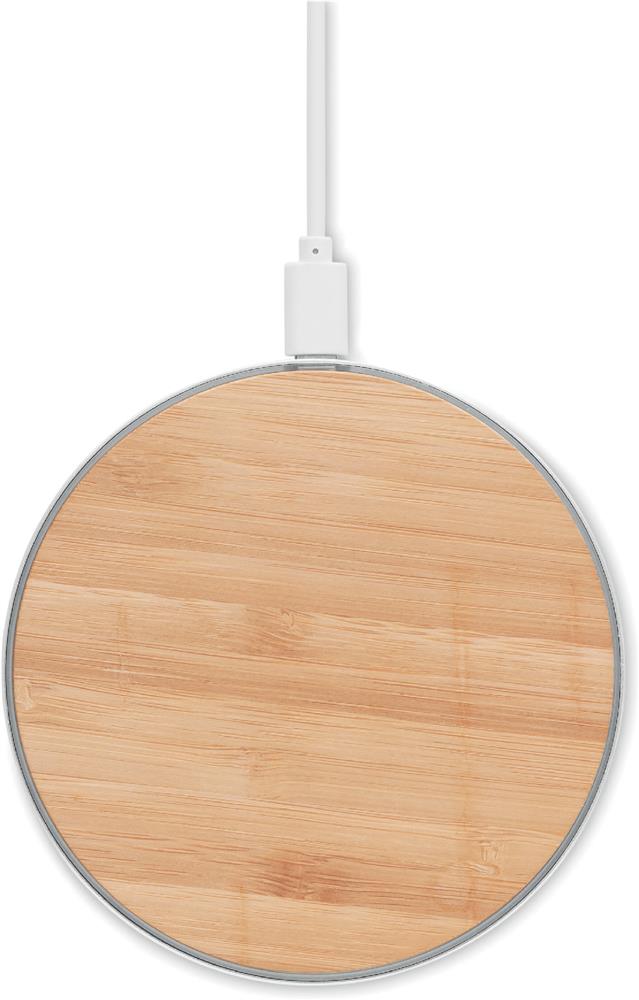 Chargeur sans fil bambou 10 W personnalisé DESPAD, dessus