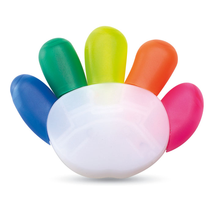 Surligneur 5 couleurs forme de main personnalisé COLORE