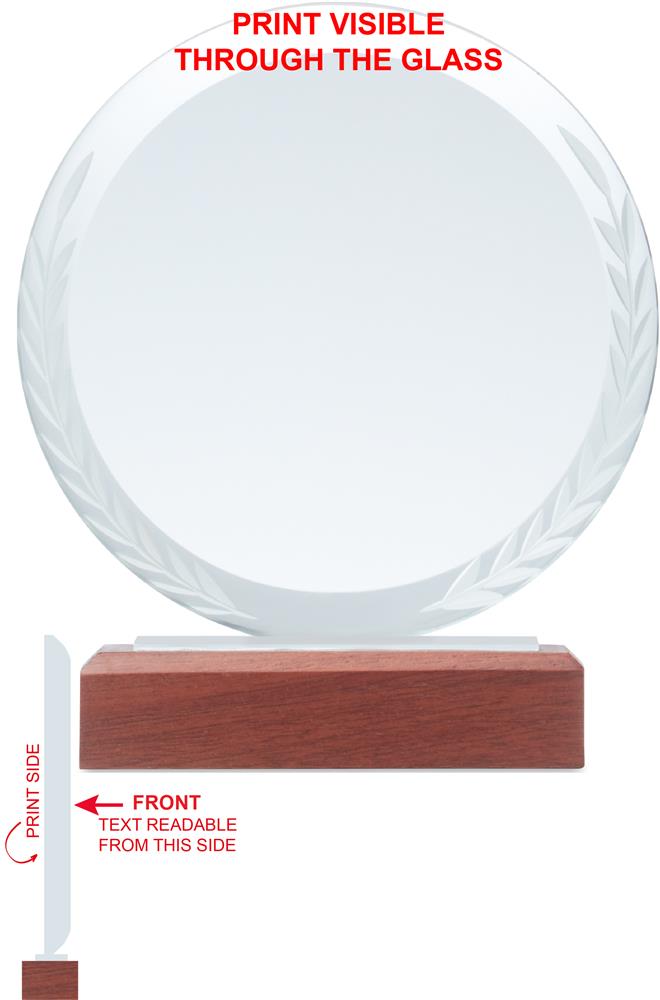 Trophée cristal rond 15 cm personnalisé KEEN, devant