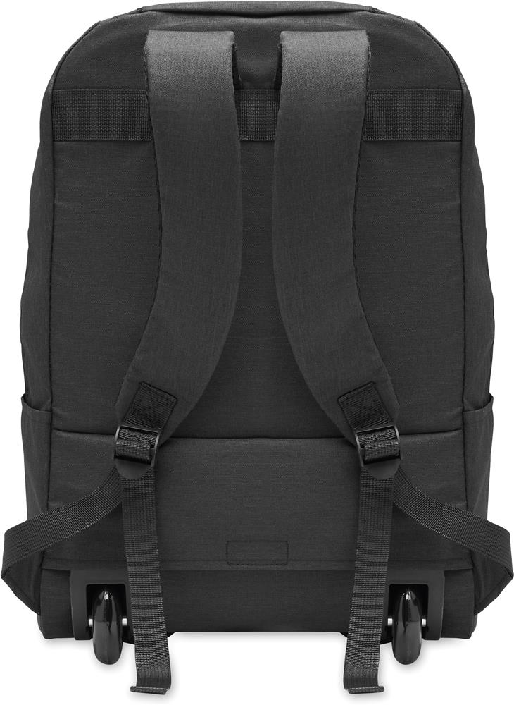 Sac à dos à roulettes RPET 600D personnalisé DALVIK, épaule sangle gauche