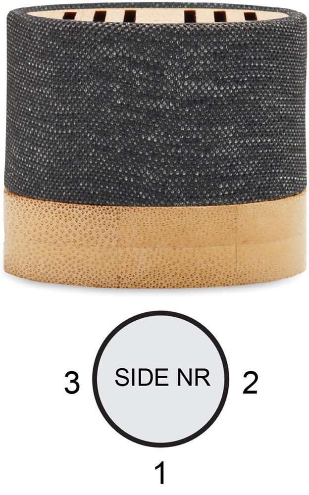 Enceinte bambou et RPET 3 W personnalisée BOOL, côté 2