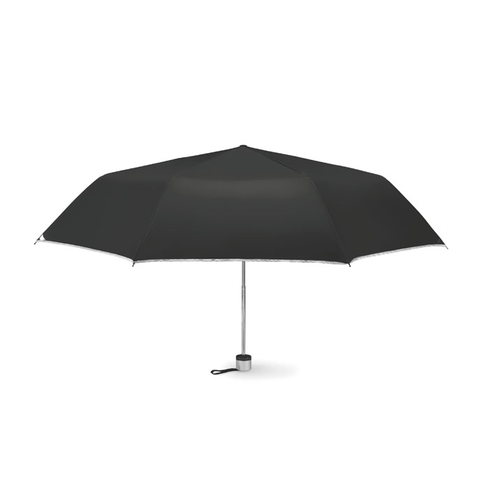 Parapluie pliant doublure argentée personnalisé CARDIF, Noir