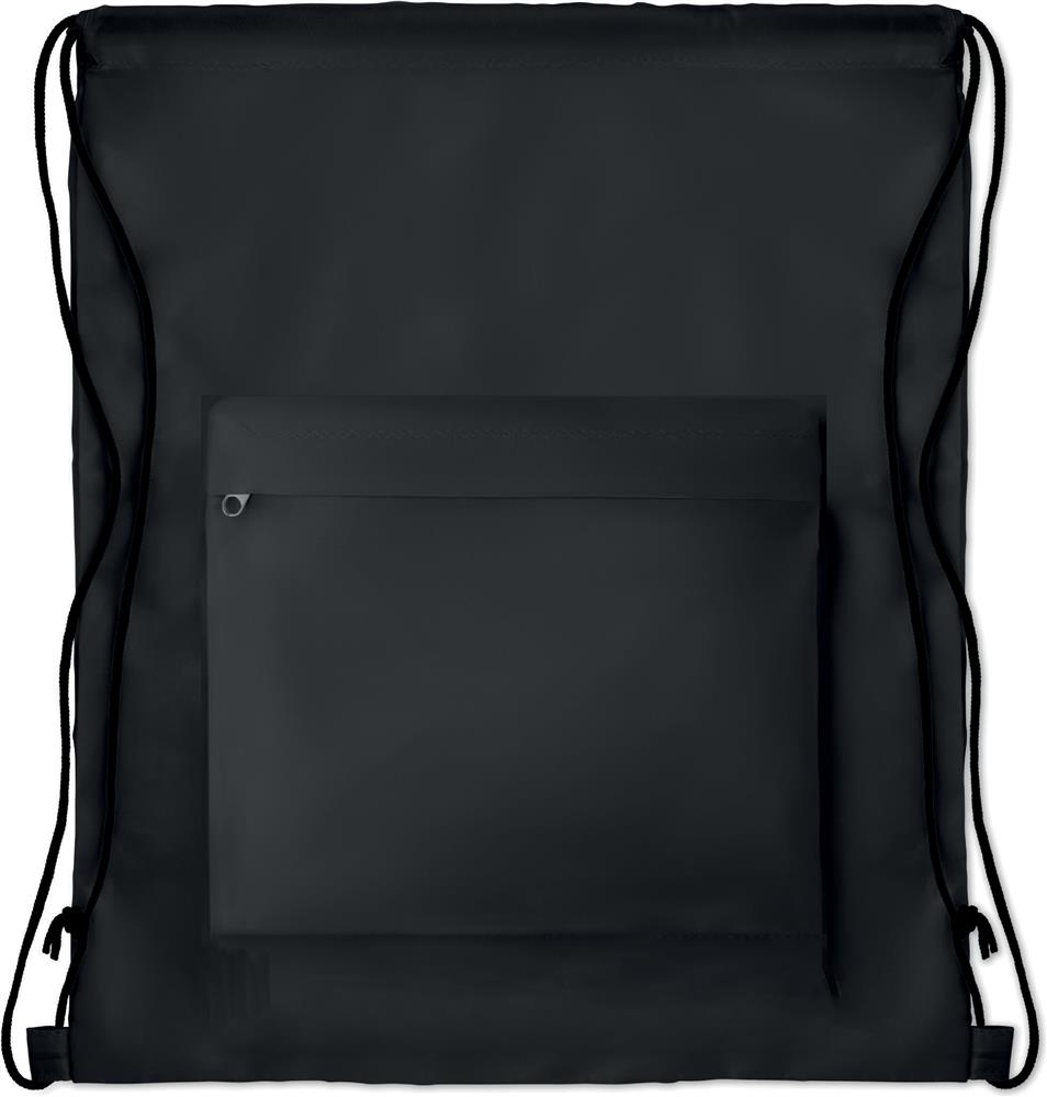 Sac à cordon 210D à poche zippée personnalisé POCKET SHOOP, poche
