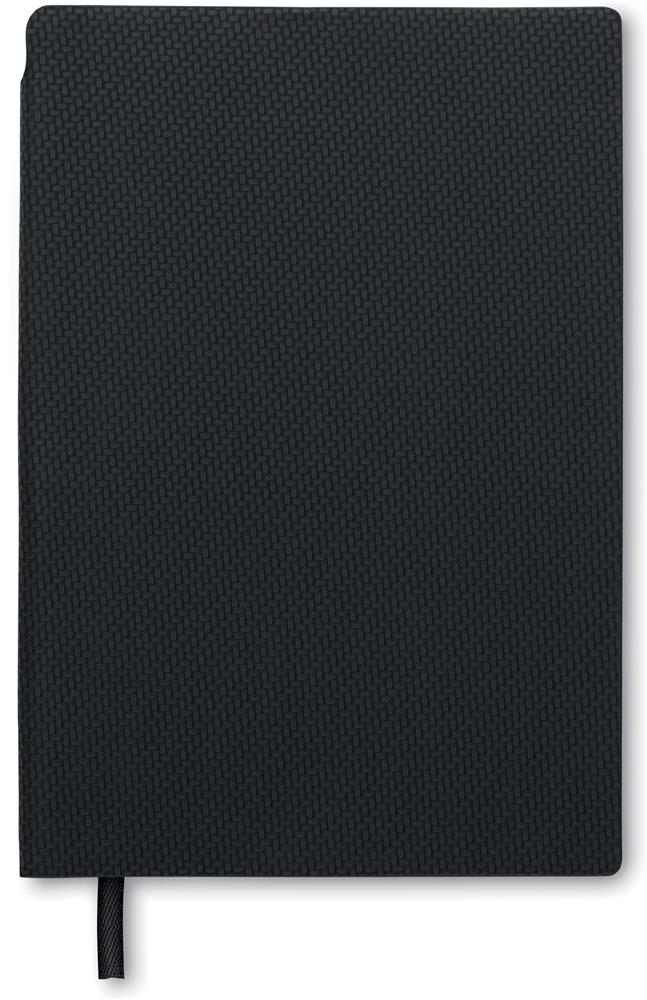 Cahier A5 couverture PU avec stylo personnalisé NOTA, carnet devant (tampographie)