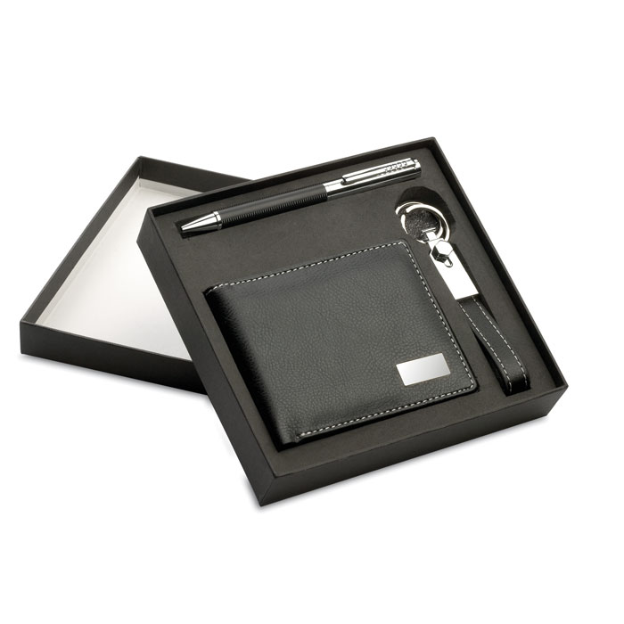 Coffret stylo et porte-clés personnalisé ELEGANCI, Noir