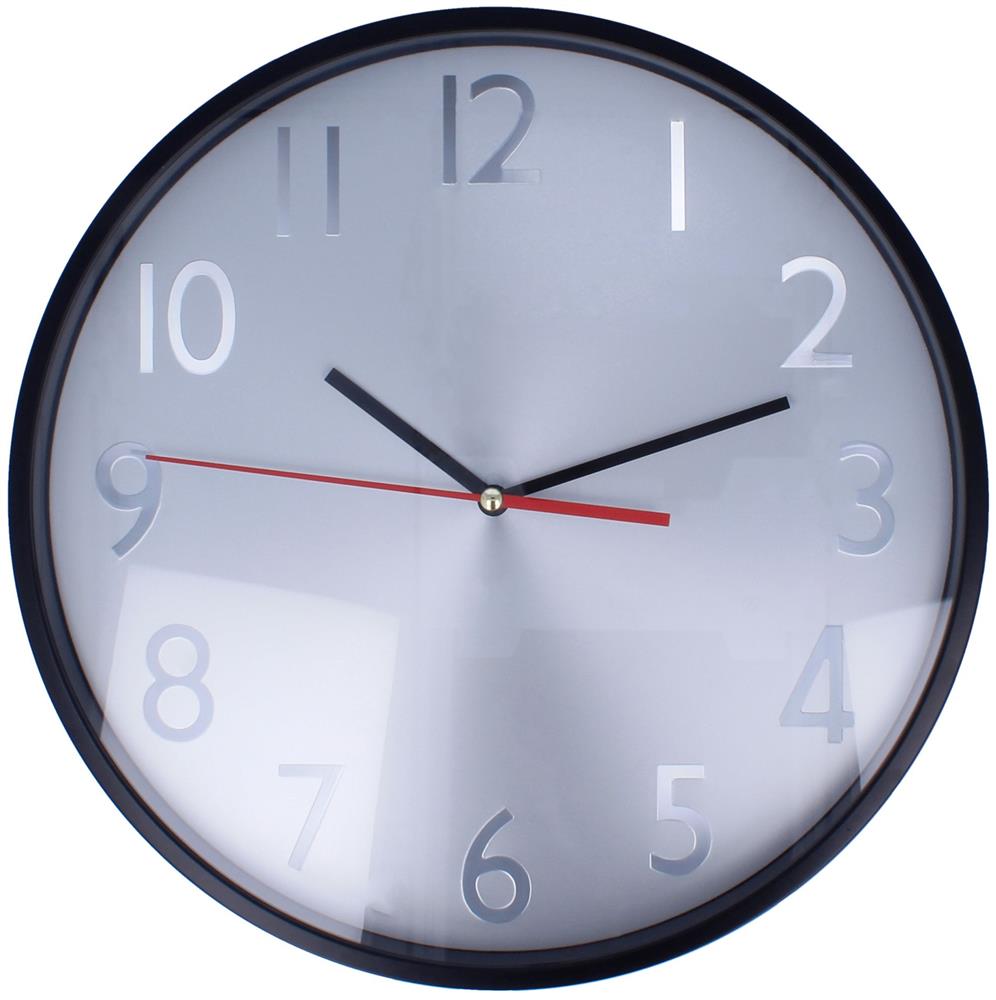 Horloge murale 30 cm fond argent personnalisée RONDO, verre