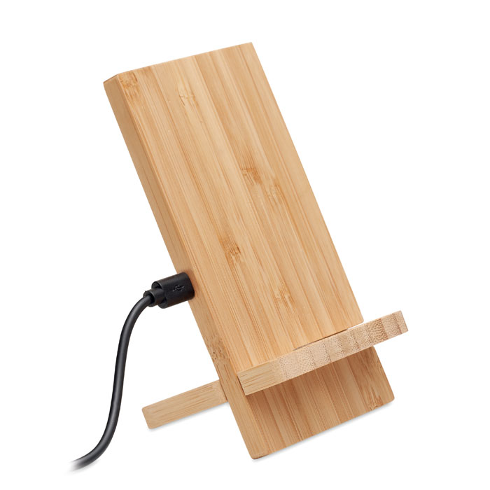 Support chargeur sans fil bambou personnalisé WHIPPY PLUS, Bois