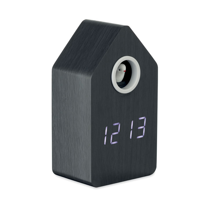 Réveil coucou noir en MDF personnalisé CUCKOO BIRD