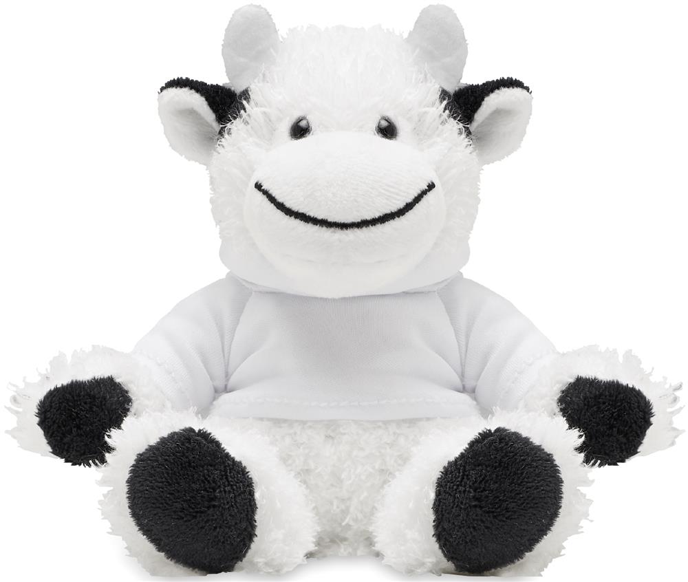 Peluche vache avec sweat à capuche personnalisée MANNY, devant