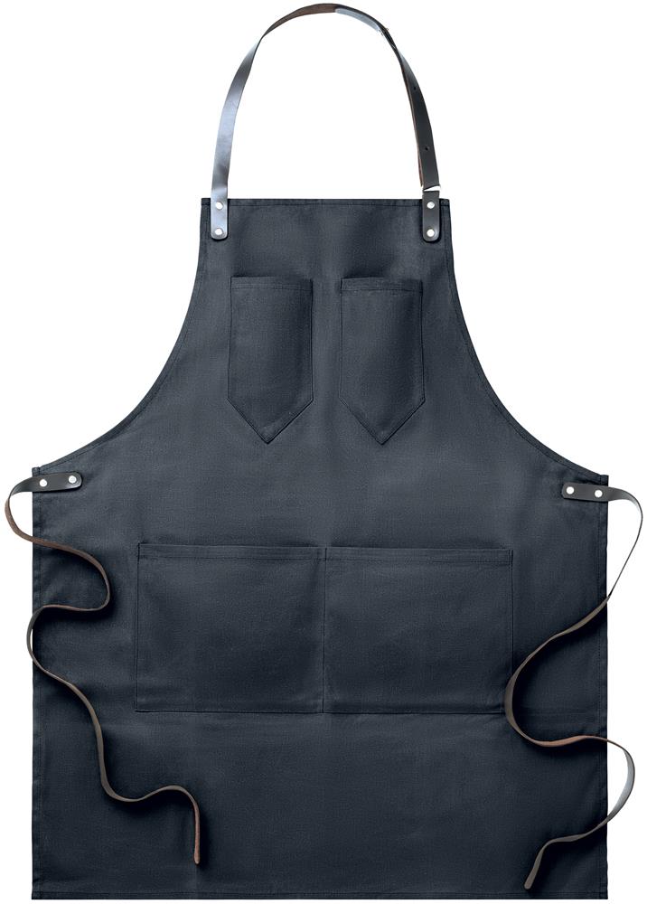 Tablier toile enduite et cuir personnalisé CHEF, poche gauche