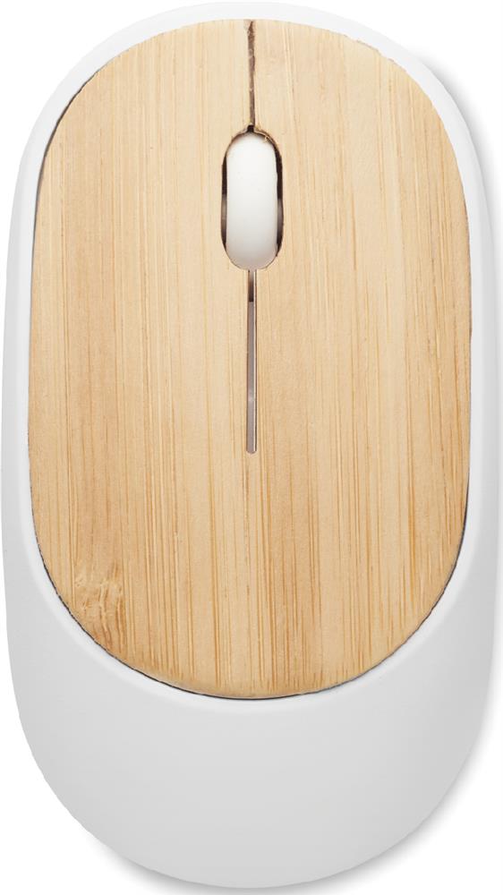 Souris sans fil bambou personnalisée CURVY BAM, bouton gauche