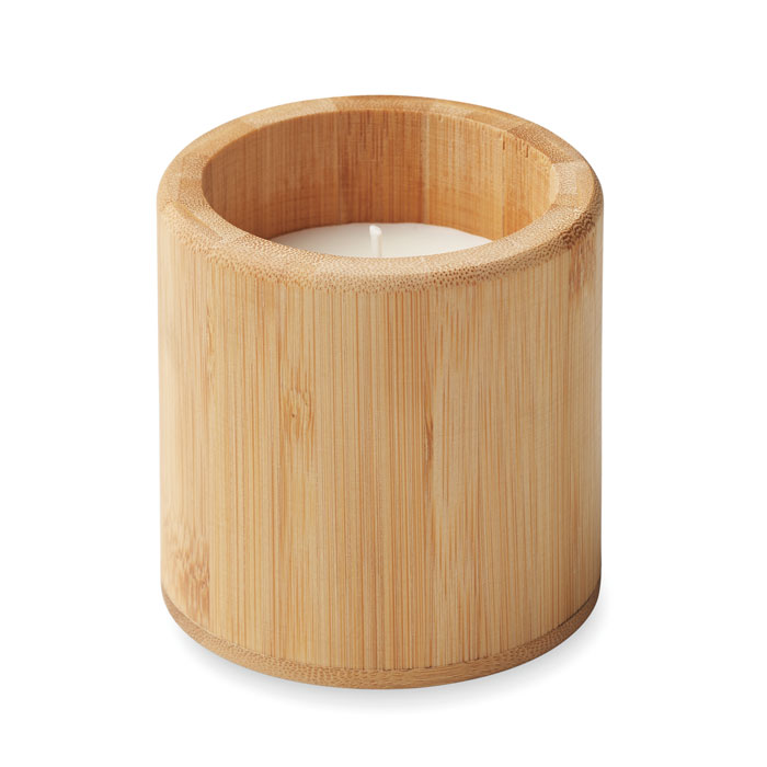 Bougie vanille 160 g support bambou personnalisée GIZA, Bois