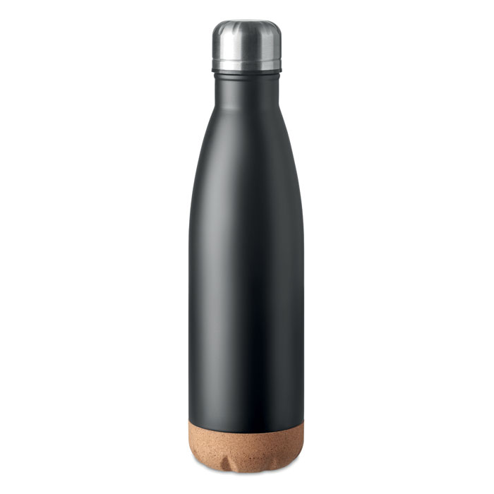 Bouteille isotherme base liège personnalisée ASPEN CORK, Noir