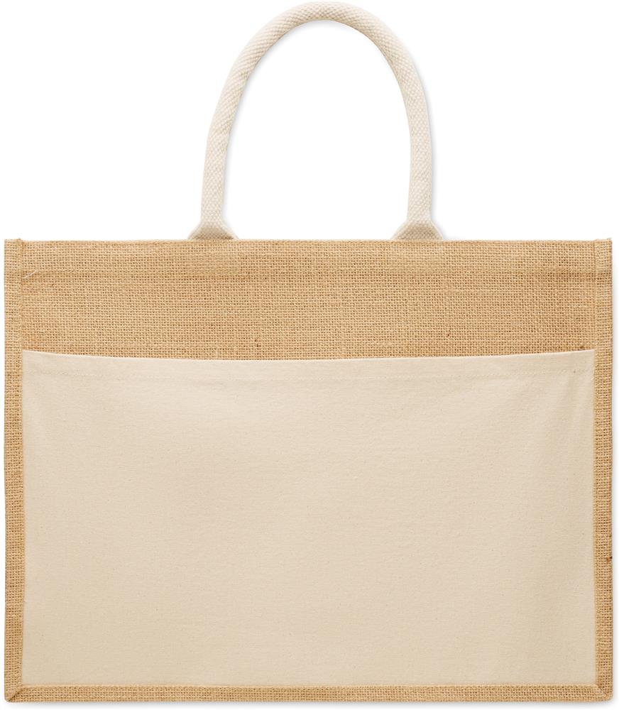 Tote bag jute et coton 280 g/m² personnalisé BAGA, devant poche