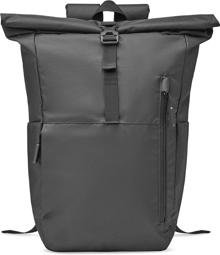 Sac à dos enroulable 15'' RPET personnalisé VALLEY ROLLPACK, devant poche