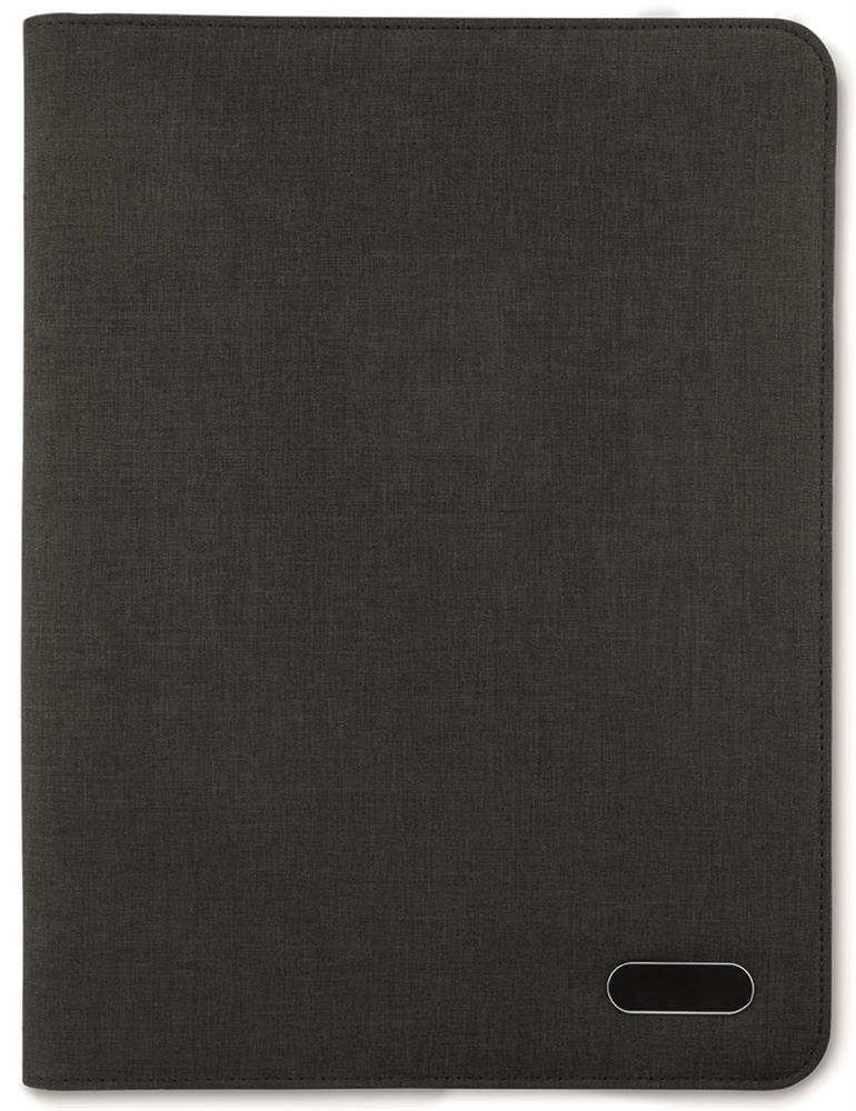 Conférencier A4 zippé bicolore personnalisé NOTES FOLDER, partie métal plaque (doming)