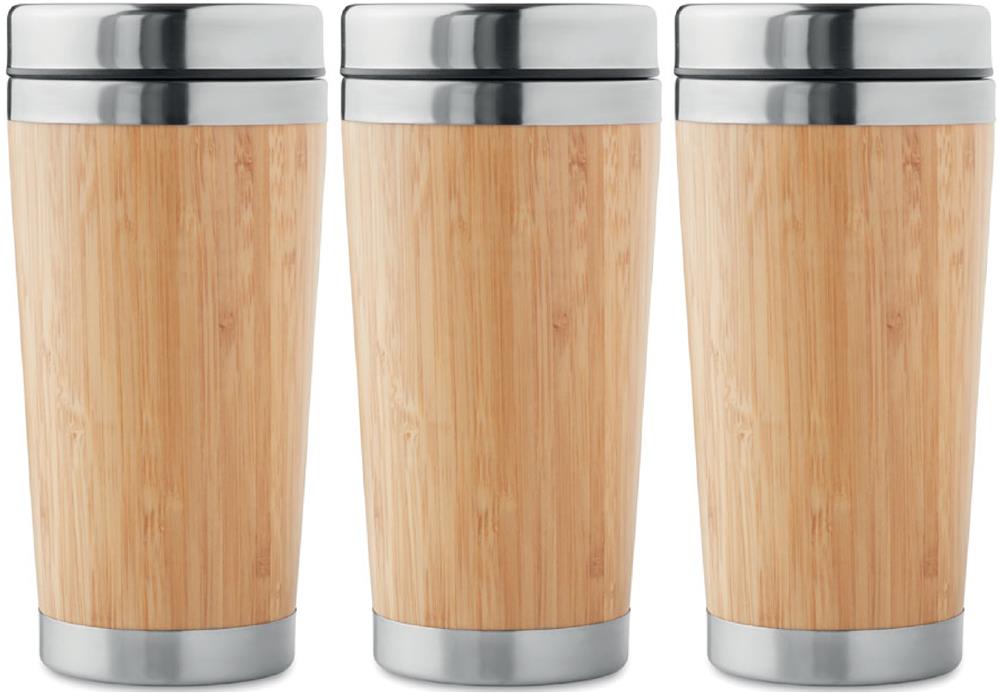 Gobelet inox bambou 400 ml personnalisé RODEODRIVE+, tour complet