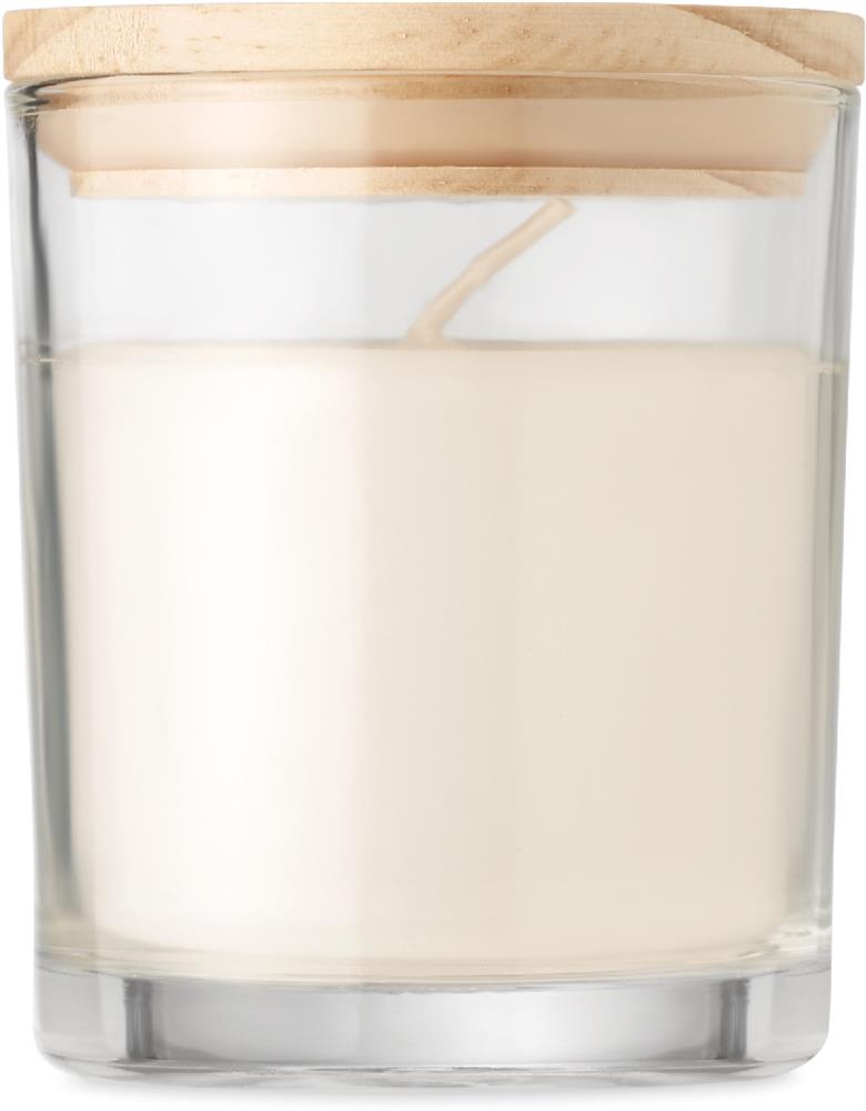 Bougie vanille 120 g couvercle bambou personnalisée ANCIENT, côté 1