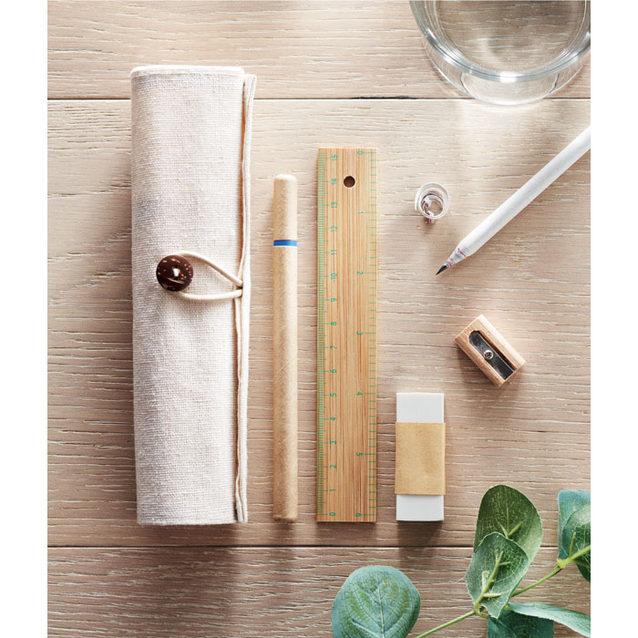 Set d'écriture étui jute et coton personnalisé ECOSET