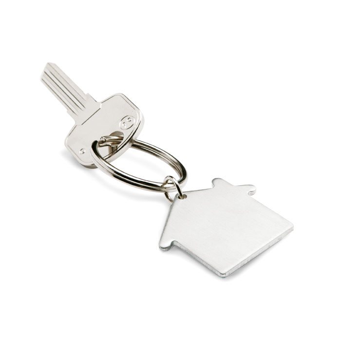 Porte-clés maison aluminium personnalisé HEIM, Argent Mat