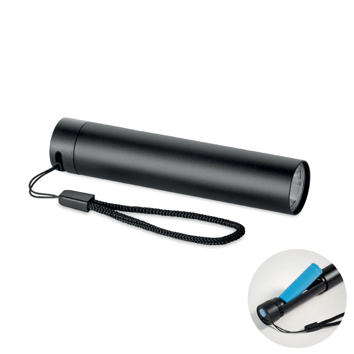 Lampe torche aluminium recyclé personnalisée LUME, Noir