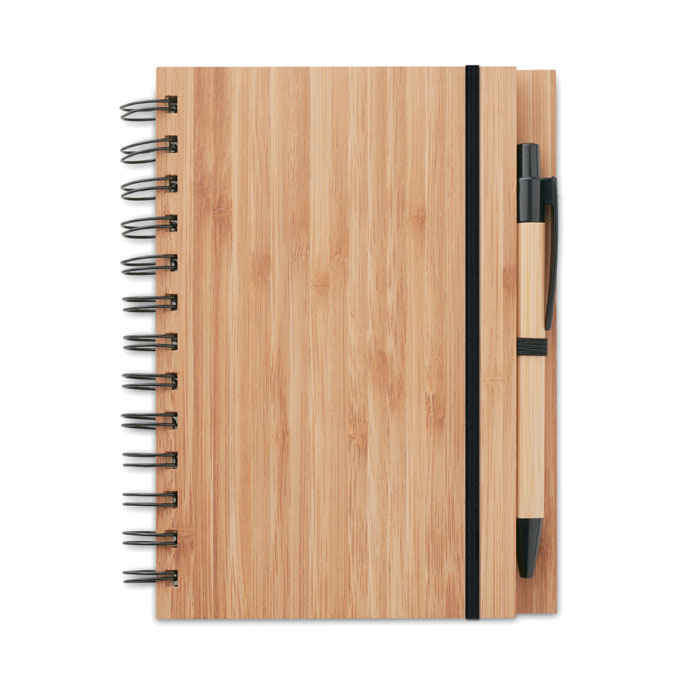 Carnet et stylo en bambou personnalisés BAMBLOC, Bois