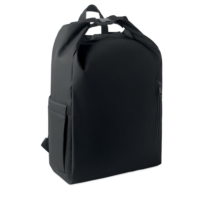 Sac à dos enroulable 15 pouces RPET personnalisé UNITON, Noir