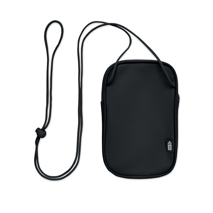 Pochette de voyage RPET personnalisée KOROVIN POUCH, Noir