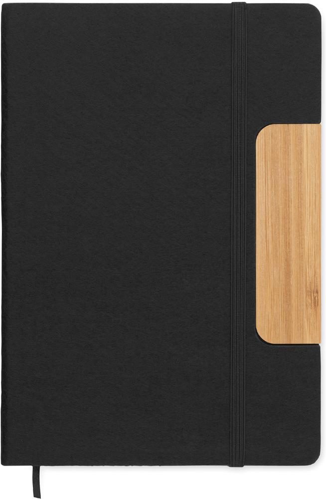 Coffret carnet A5 feutre RPET et stylo personnalisé NOTEMIX, carnet partie bambou partie