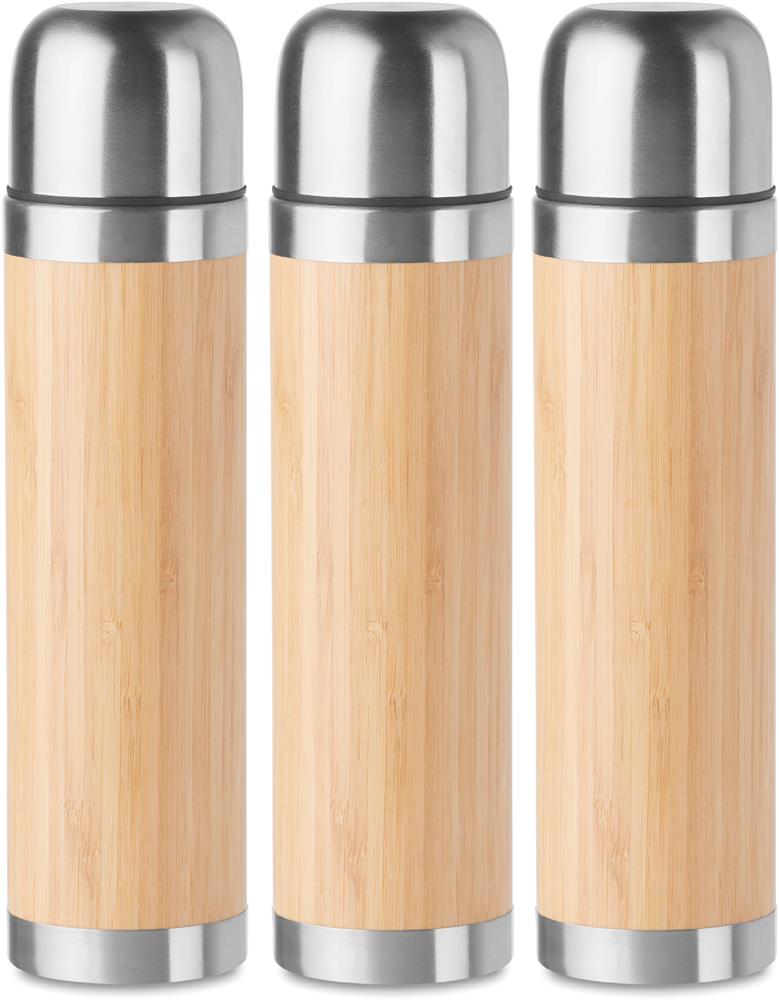 Gourde inox et bambou 400 ml personnalisée CHAN BAMBOO, tour complet