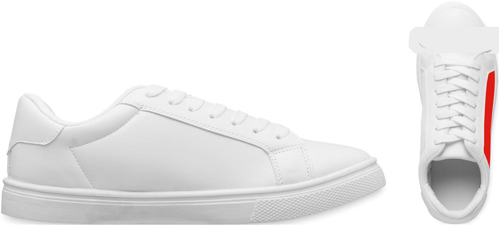 Baskets PU blanches taille 41 personnalisées BLANCOS, côté 1 droite
