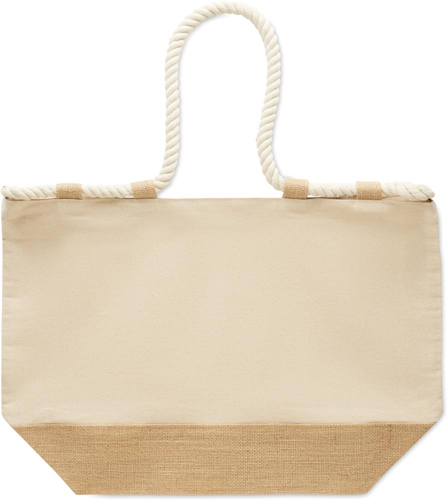 Sac de plage toile 280 g/m² et jute personnalisé MAKENKE, côté 2 (sérigraphie)
