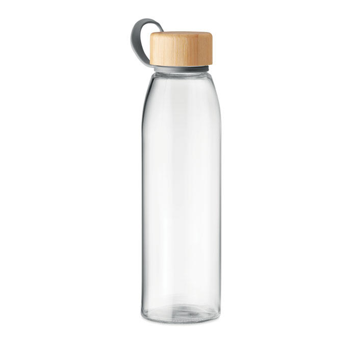 Bouteille en verre bouchon bambou personnalisée FJORD WHITE