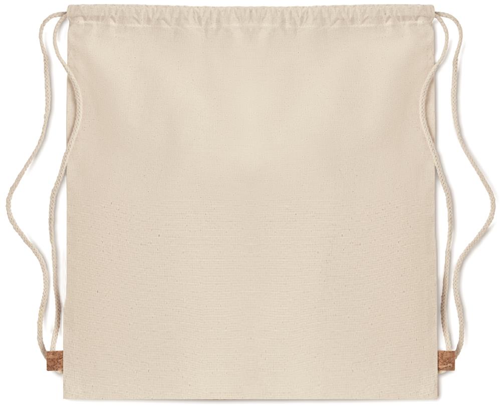 Sac à cordon coton sergé et liège personnalisé ILLA, dos (sérigraphie)