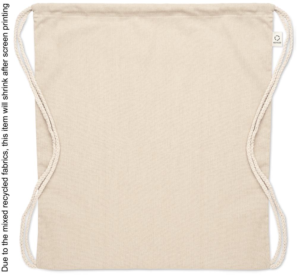 Sac à cordon coton recyclé personnalisé CABETRI, devant (sérigraphie)