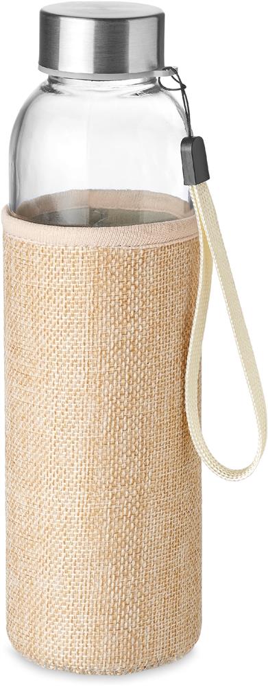 Bouteille verre et jute 500 ml personnalisée UTAH TOUCH, pochette (transfert réfléchissant)
