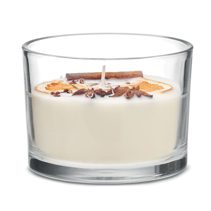 Bougie cire végétale 300 g en pot verre personnalisée CITRUS