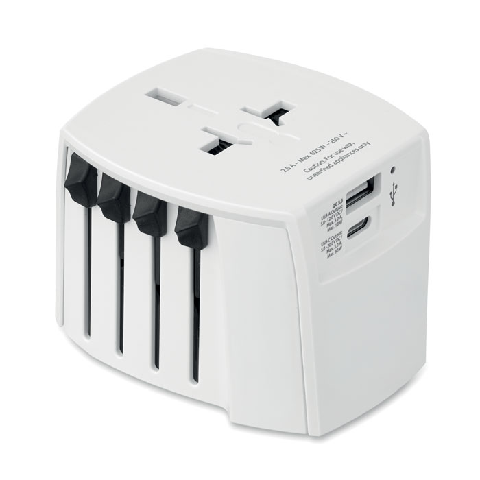 Adaptateur voyage USB 30W personnalisé MUV USB AC30 PD, Blanc