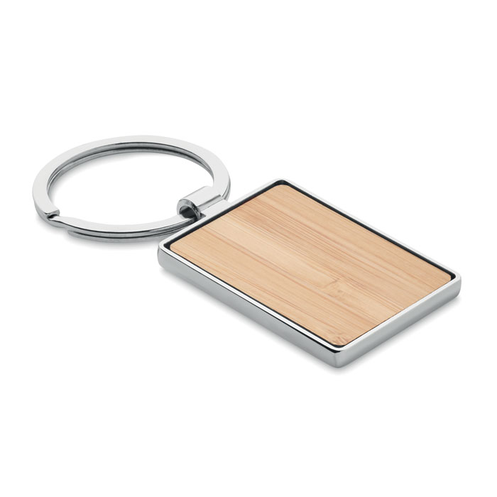 Porte-clés rectangle métal et bambou personnalisé BENDIGO
