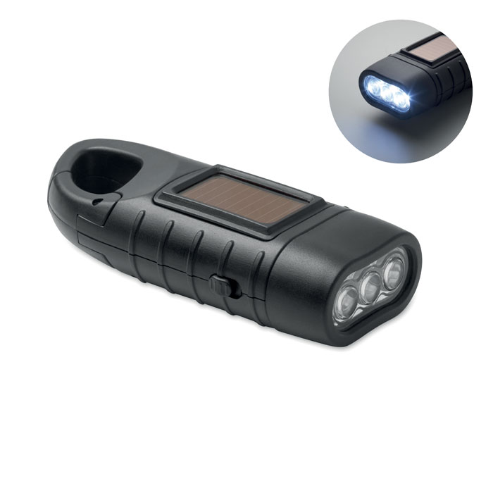 Lampe torche solaire dynamo ABS recyclé personnalisée SLUZ