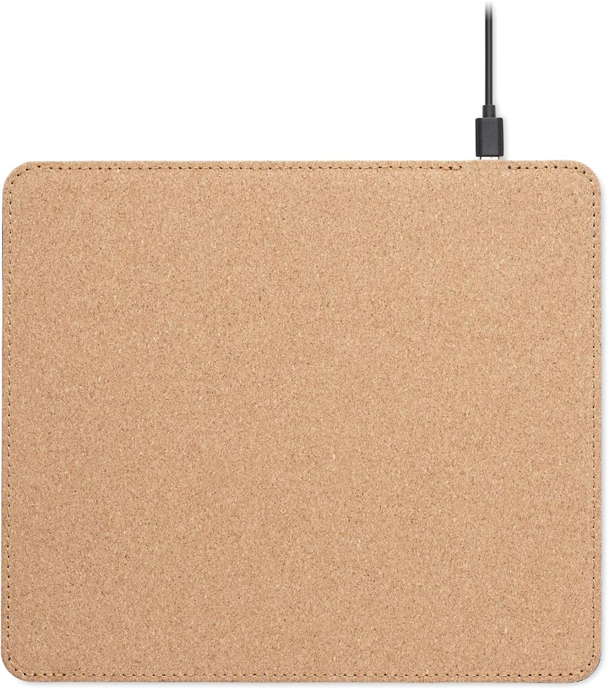Tapis de souris chargeur liège personnalisé WIRELESS MATTY, devant (gravure laser)