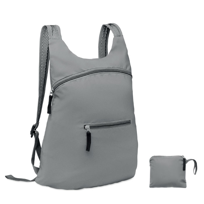 Sac à dos pliable réfléchissant personnalisé DESTELLO, Argent Mat