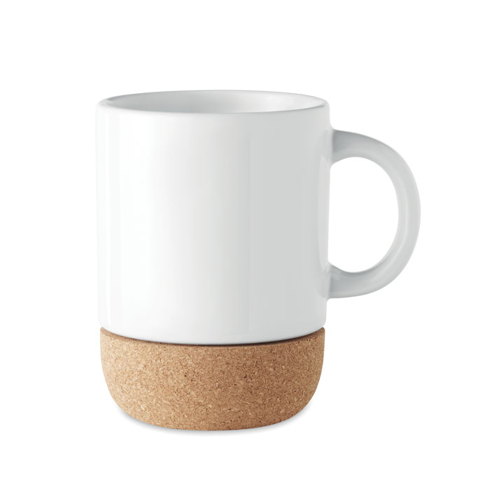 Mug céramique 300 ml base liège personnalisé SUBCORK, Blanc