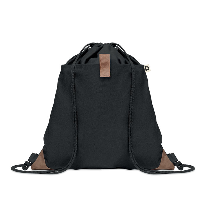 Sac à cordon coton recyclé 220 g/m² personnalisé PANDA BAG, Noir
