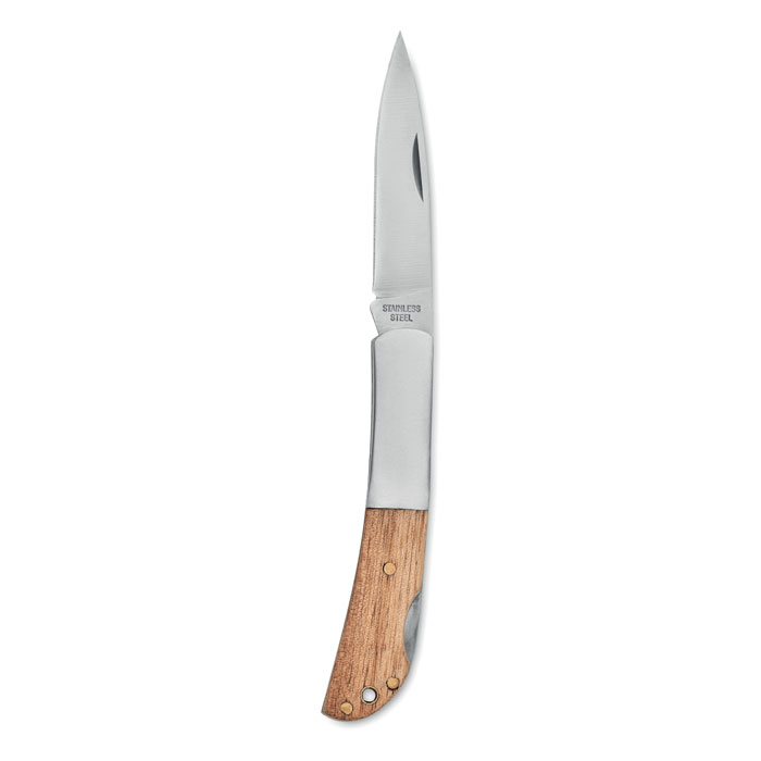 Couteau pliable manche acacia personnalisé SKARP, Bois