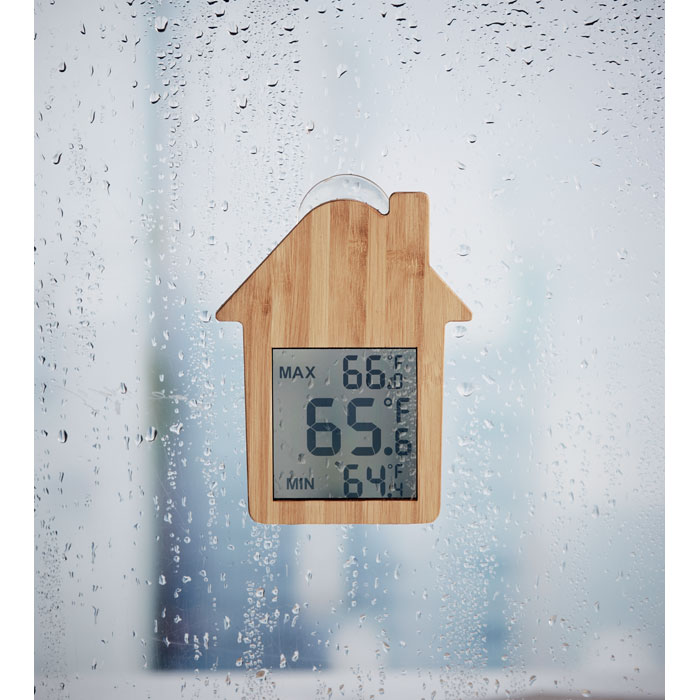 Station météo en bambou forme maison personnalisée HISA