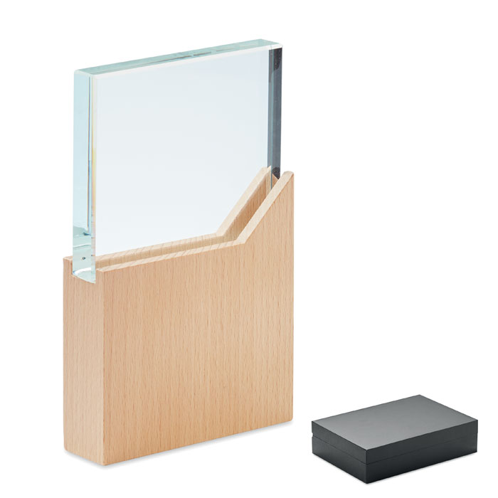Trophée cristal sur socle hêtre personnalisé ZEAL, Bois